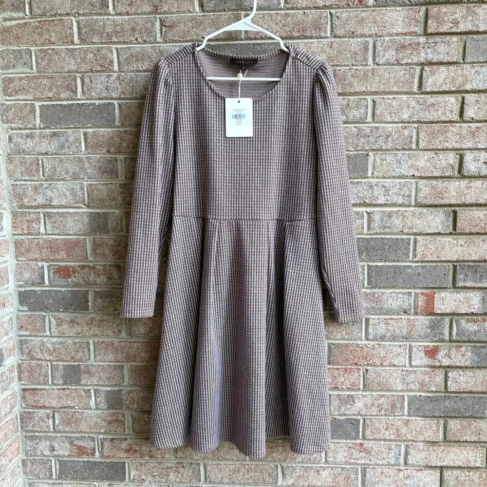Downeast Dress Long Sleeve Fit and Flare Houndstooth Print‎ Casual Size M